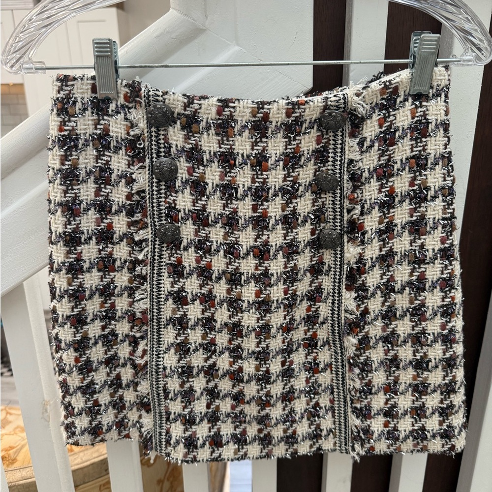 Veronica Beard Tweed Mini Skirt - Black, White, and Red